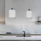 Crystal and metal hanging lamp for dining room accent