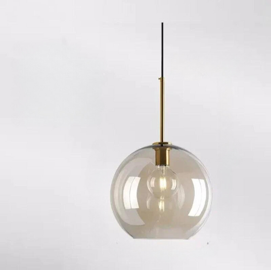 Glass and Metal Pendant Lamp Close-Up View