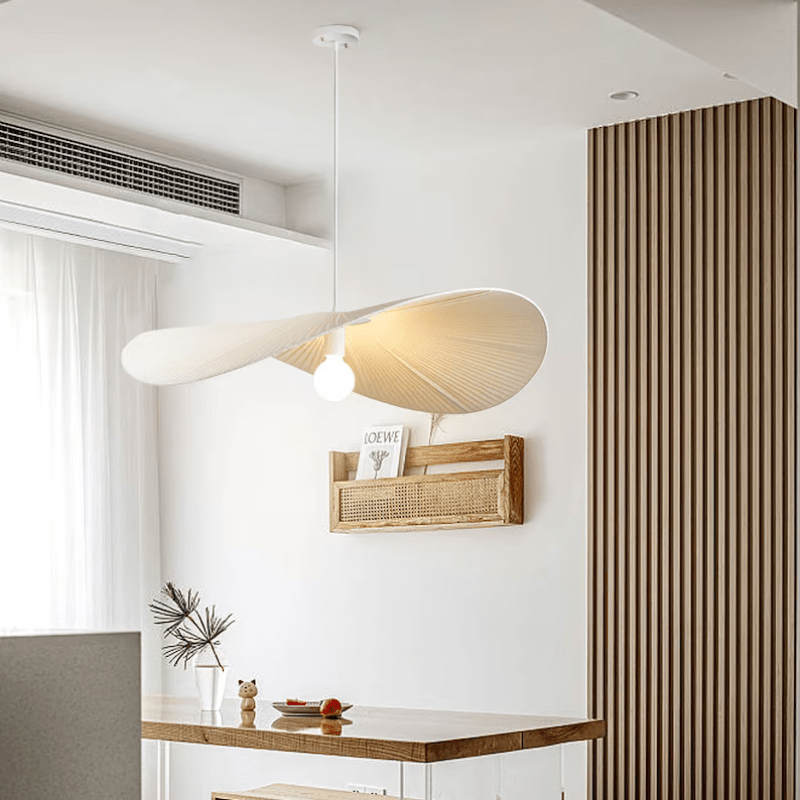 Hand-knitted rope pendant light in beige finish