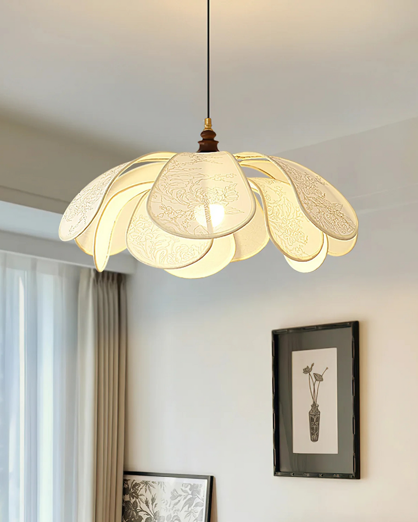 Aurelia Petal Layer Pendant Light iron frame construction - OpalDwell