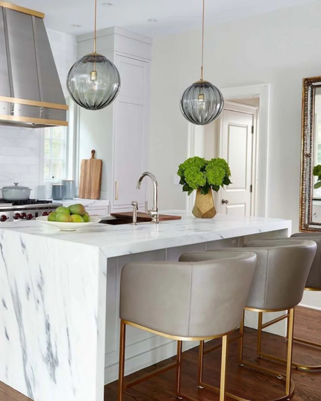 Amber glass pendant light overall product view - OpalDwell