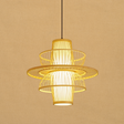 LotusLoom Bamboo Pendant Light in Black and Beige Finish