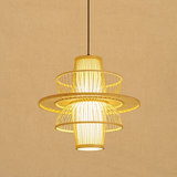 LotusLoom Bamboo Pendant Light in Black and Beige Finish