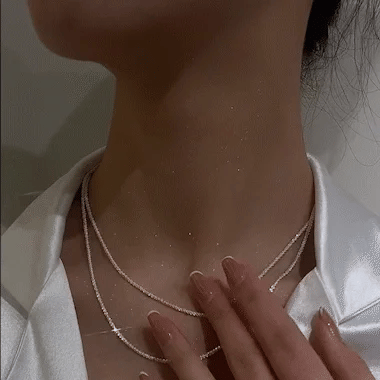 StellarSilk Necklace Silver-Tone Finish Close-Up Detail - OpalDwell