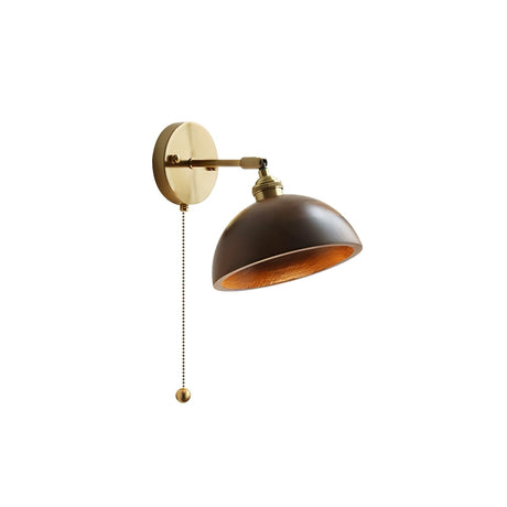 Aureo Vintage-Style Wood Wall Lamp pull chain switch close-up - OpalDwell