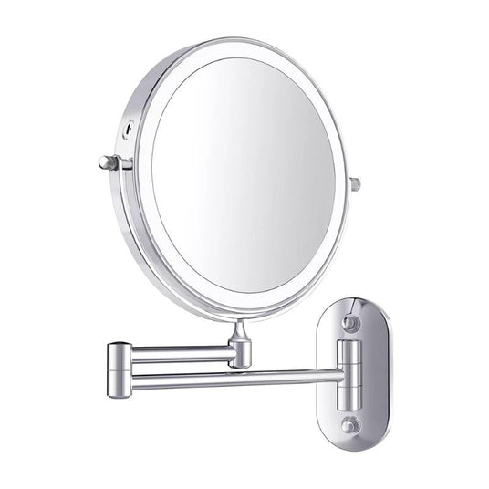 Rechargeable chrome mirror with 3-color LED lighting