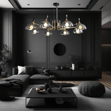 eight-light semi-flush mount chandelier