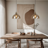 Marlow handblown glass pendant chandelier close-up glass texture detail