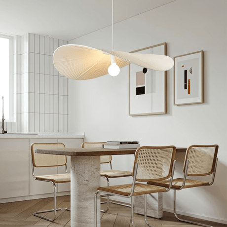 Fabric pendant light with adjustable chain height