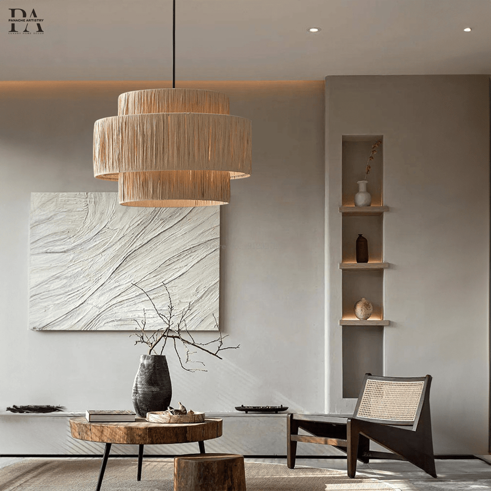 Rattan pendant light woven design for dining room