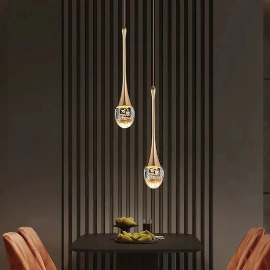 Glass Pendant Light close-up – drop design | OroDwell