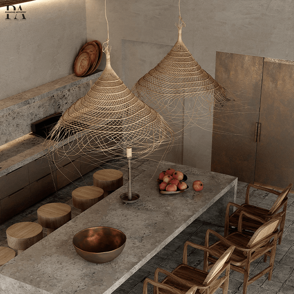Woven Bamboo Chandelier for Dining Room
