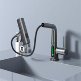 Brass kitchen faucet side profile view - pull-out sprayer head