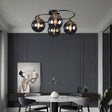 Smoked Glass Chandelier Detail of Round Silhouette