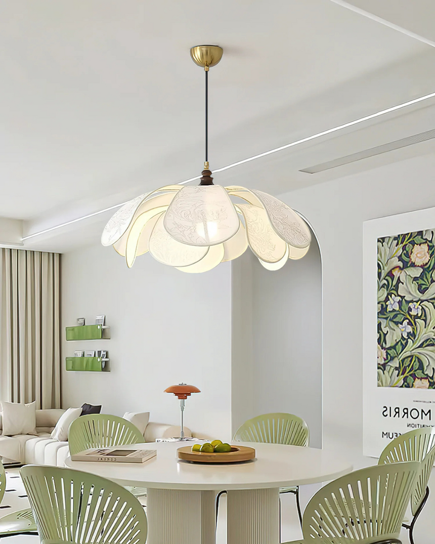 Aurelia Petal Layer Pendant Light 3000K warm light detail - OpalDwell