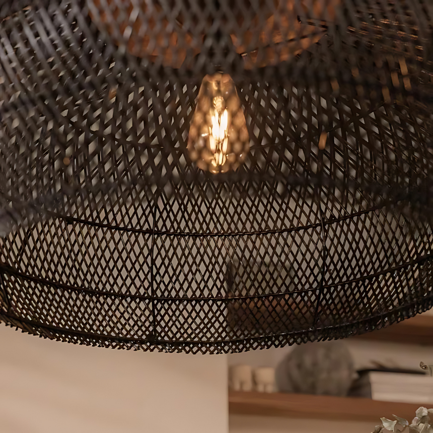 Asterra Handwoven Rattan Pendant Light for dining room accent - OpalDwell