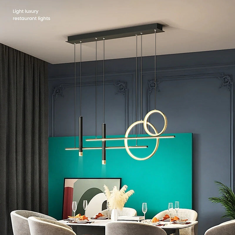 Black Metal Chandelier Installed in Modern Interior