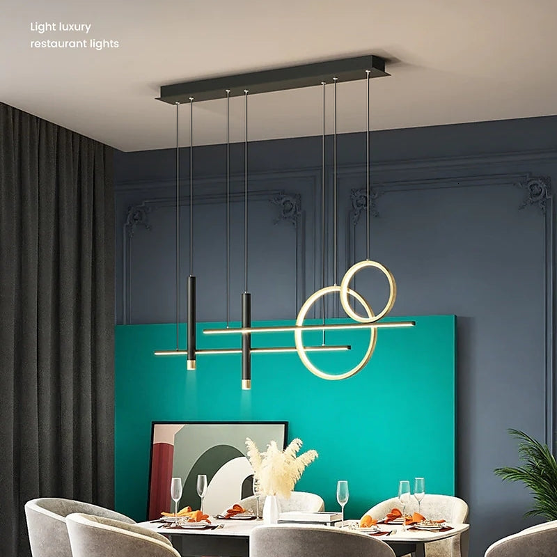 Black Metal Chandelier Installed in Modern Interior