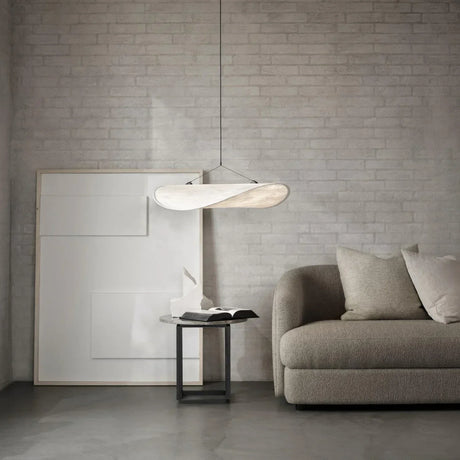Fabric pendant lamp texture detail side view