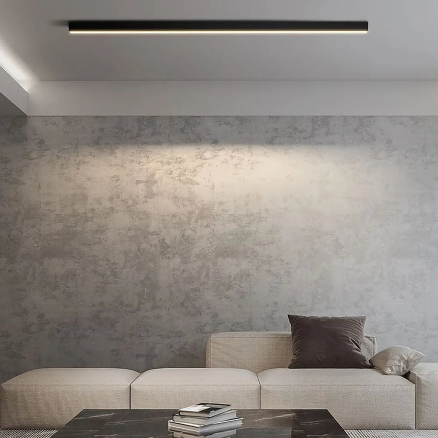 Noirline Black Linear Ceiling Light flush mount installation - OpalDwell