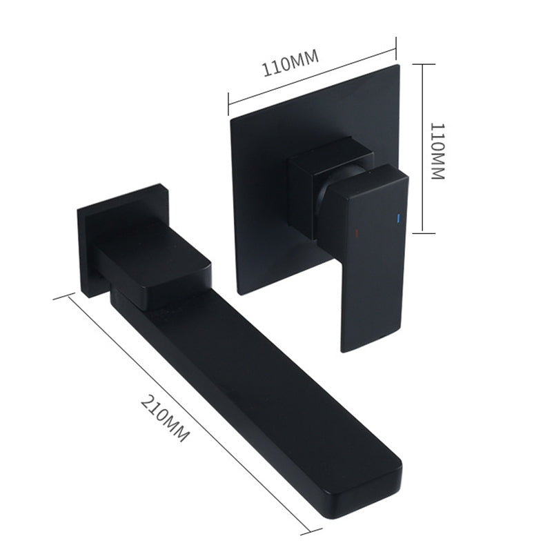 Wall mounted bathroom faucet installed in a bathroom setting