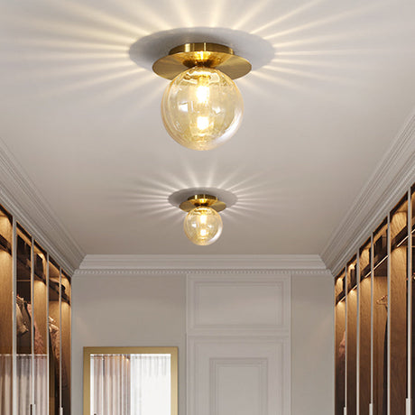 Gold-smoked glass ceiling lamp for hallway decor
