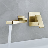 Wall mounted bathroom faucet with brushed gold finish