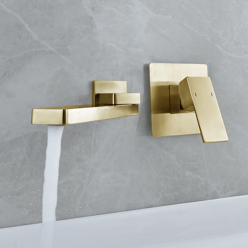 Wall mounted bathroom faucet with brushed gold finish