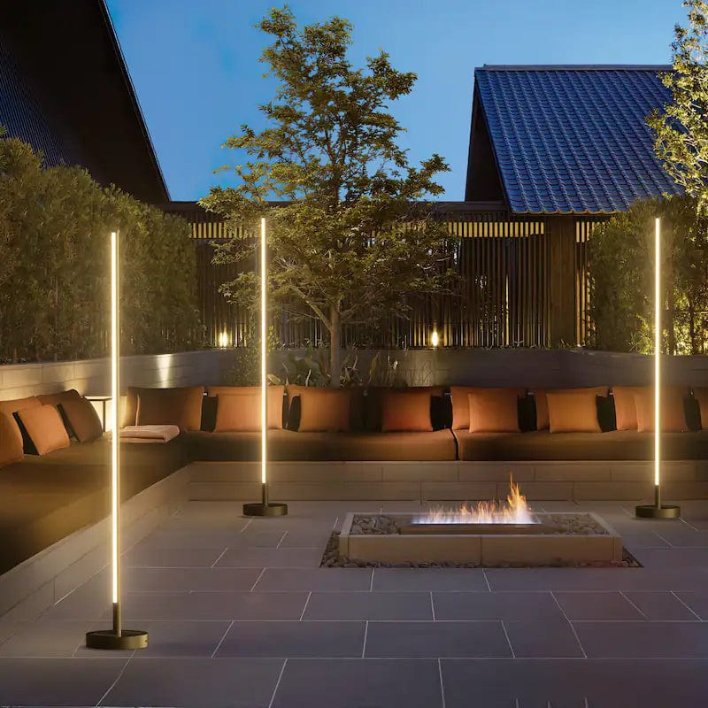 Solara Contemporary Outdoor Floor Lamp Stone-Inspired Design