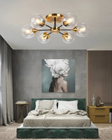 Chrome Finish Glass Globe Chandelier for Entryway