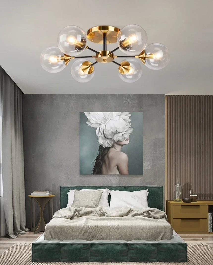 Chrome Finish Glass Globe Chandelier for Entryway