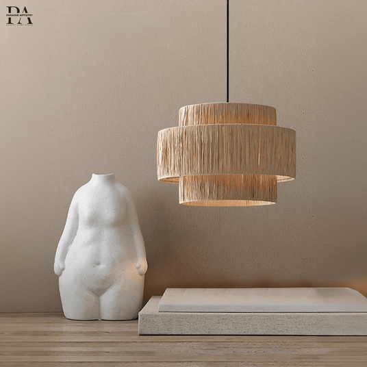 woven pendant lamp natural rattan close-up