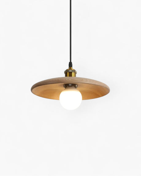 LumaNova Japandi Pendant Light slim wood shade - OpalDwell