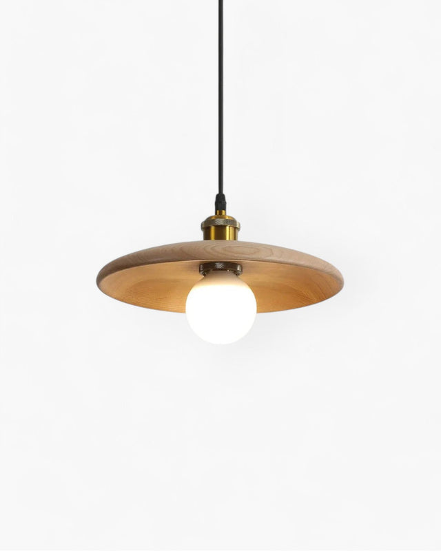 LumaNova Japandi Pendant Light slim wood shade - OpalDwell