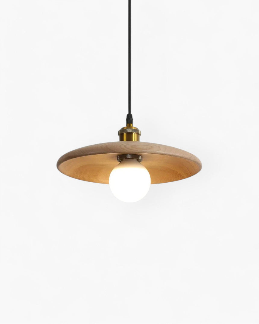 LumaNova Japandi Pendant Light slim wood shade - OpalDwell