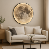 Moon pendant light side angle detail view