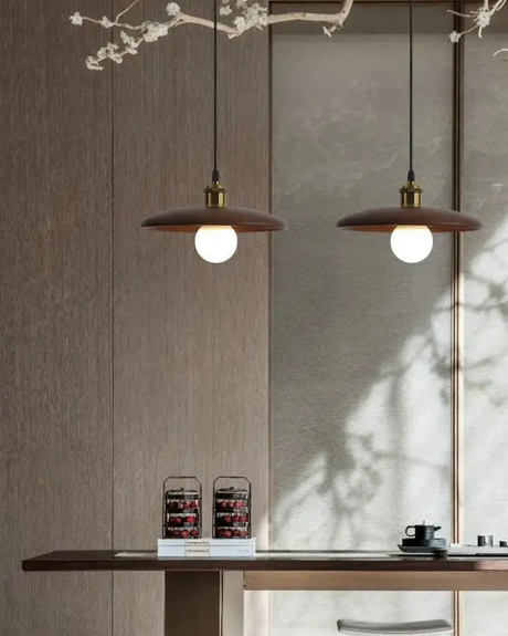 LumaNova Japandi Pendant Light wood and aluminum construction - OpalDwell