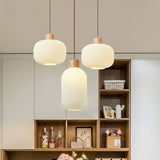 Wood and Glass Pendant Lamp with Adjustable Height