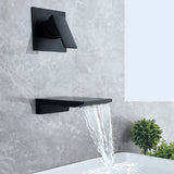 Wall-mounted waterfall bathroom faucet with matte black finish
