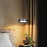 Glass pendant lamp intricate detailing close-up