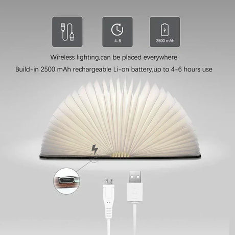 cordless rechargeable LED book light for bedside reading