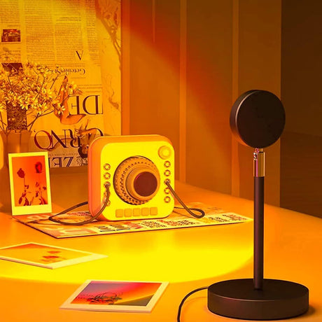 Projector Lamp Warm Sunset Light Pattern on Wall