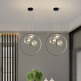 Black finish glass globe pendant light detail view