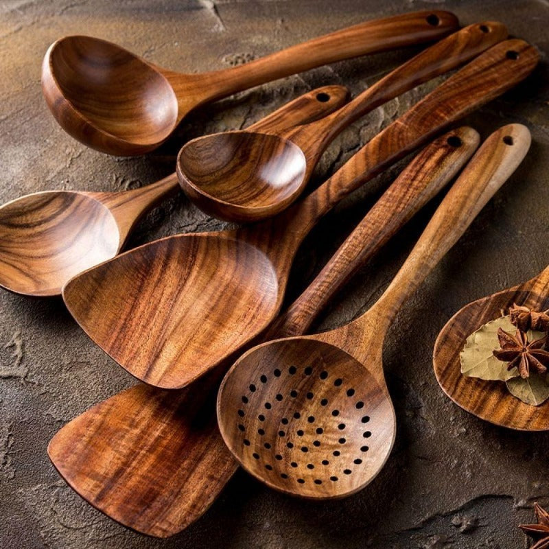 Teak Seasoning Spoon And Oil Spoon For Kitchen Prep - OpalDwell