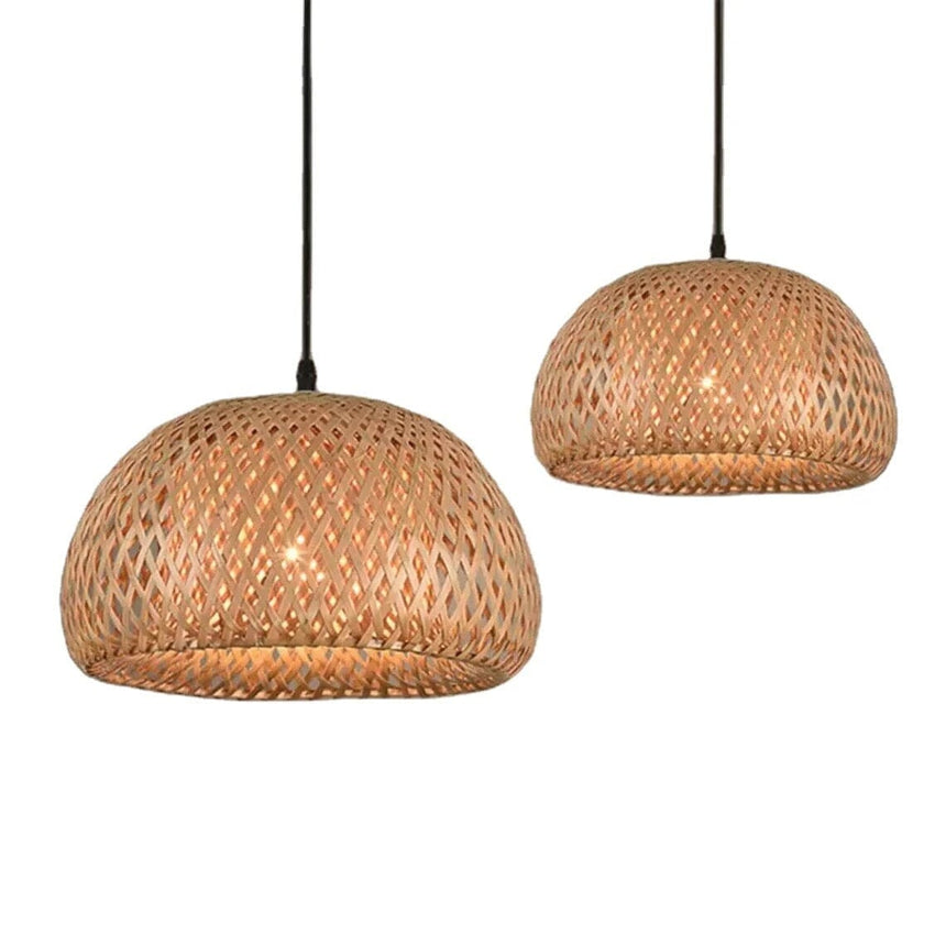 Handcrafted Woven Pendant Light Fixture Detail