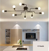 Multi head ceiling light with led bulbs