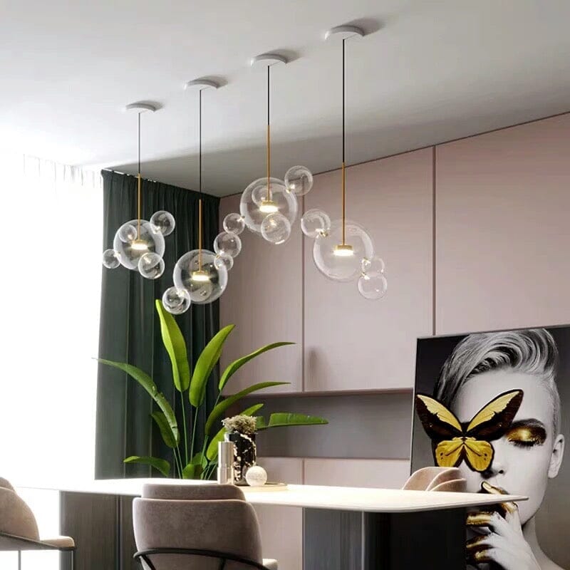 Bubble Glass Pendant Gold Plated Finish View
