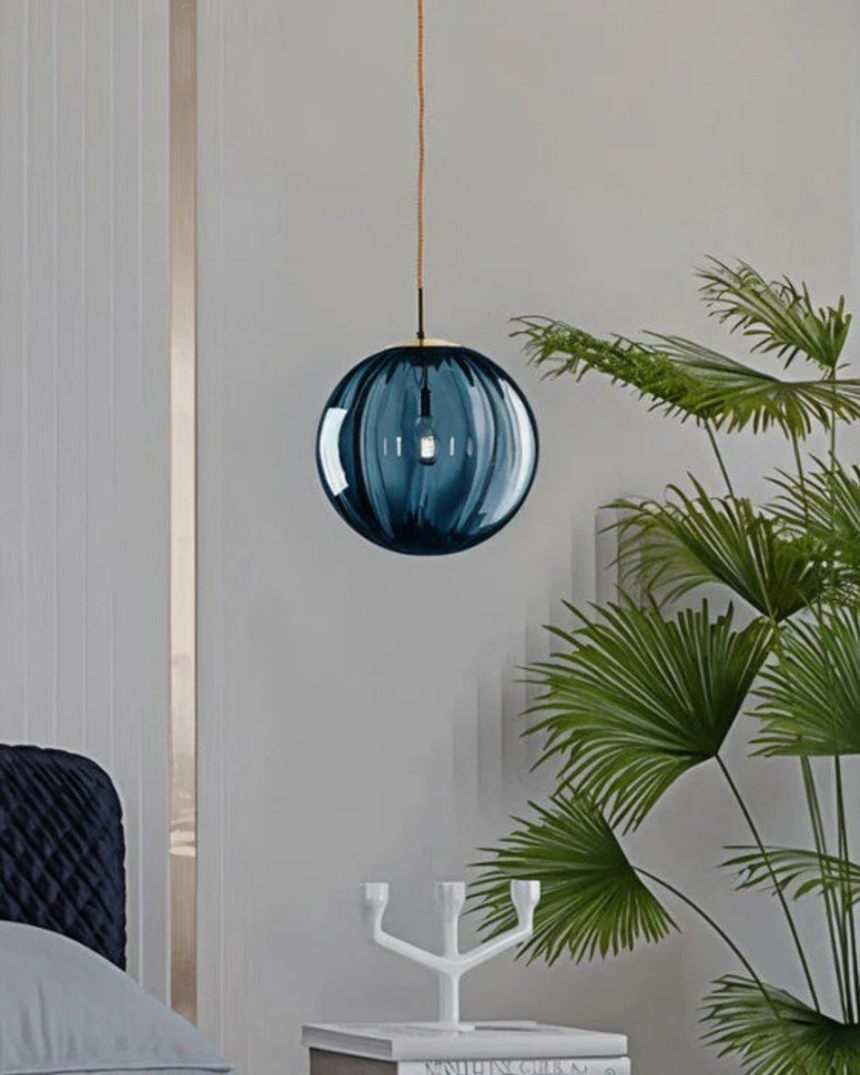Amber glass pendant light modern vintage lighting fixture - OpalDwell