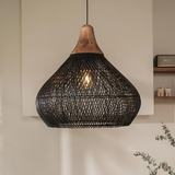 Asterra Handwoven Rattan Pendant Light metal frame detail - OpalDwell