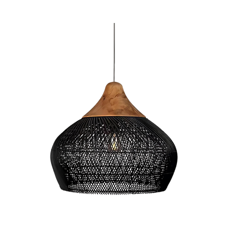 Asterra Handwoven Rattan Pendant Light overall product view - OpalDwell